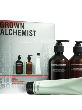 NWT Grown Alchemist Body Heroes Kit Cleanser Body Cream Moisturizer Exfoliator